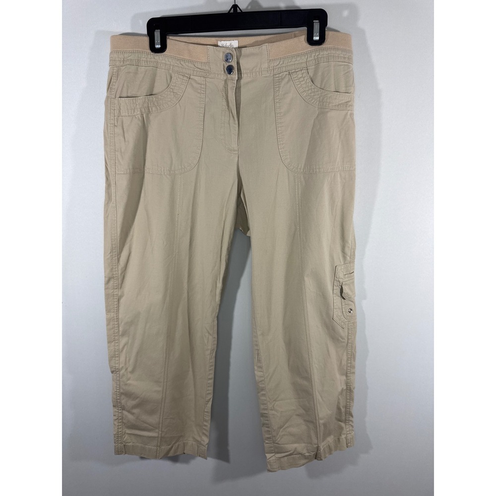 Rafaella‎ Sport Khaki Capri Cargo Pants Womens 10 Beige Cropped Cotton Spandex